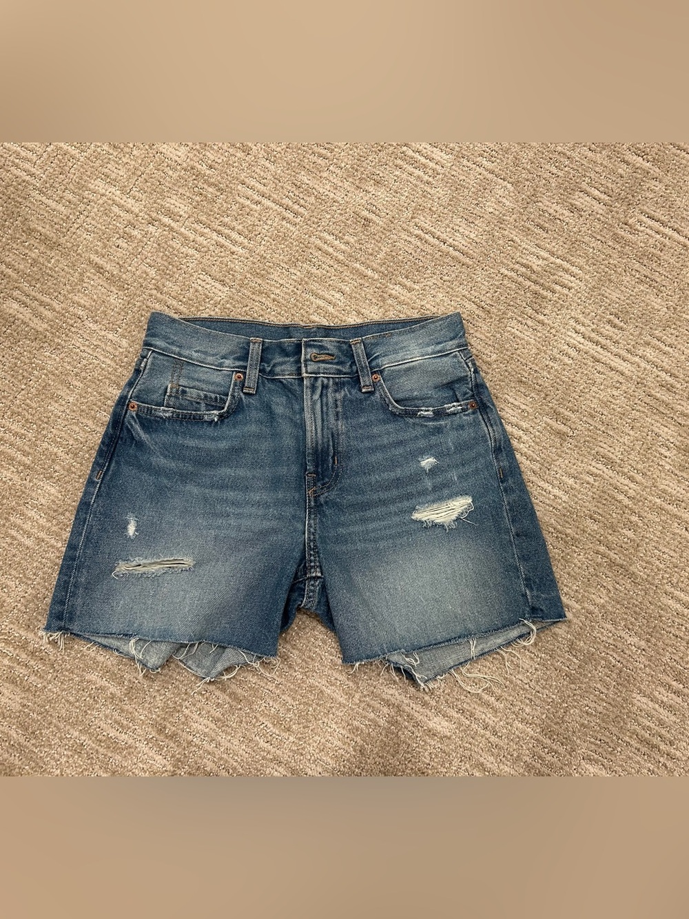 Denim Distressed Women's Shorts - Blue